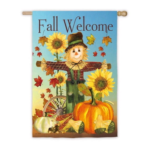 Fall Scarecrow Welcome Flag