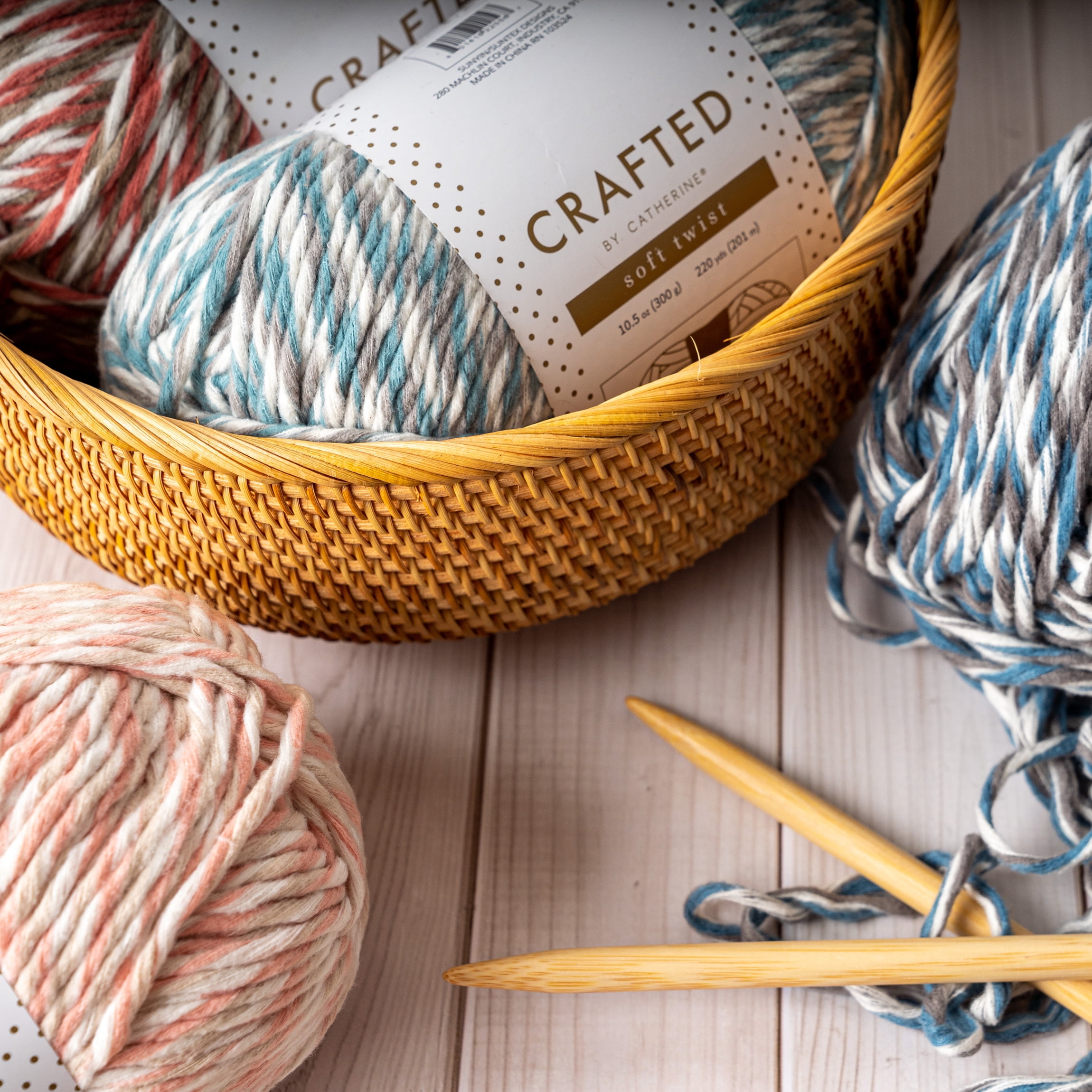 Crafted by Catherine Brick Soft Twist Bulky Yarn, 220 yards, 10.5oz/300g (2 Pack)
