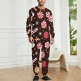 thumbnail image 2 of Christmas Candy Pattern Men's Pajama Set Sleepwear Pjs Lightweight Long Sleeve Crewneck Shirts and Bottoms Soft Comfy Sleep Sets S, 2 of 5