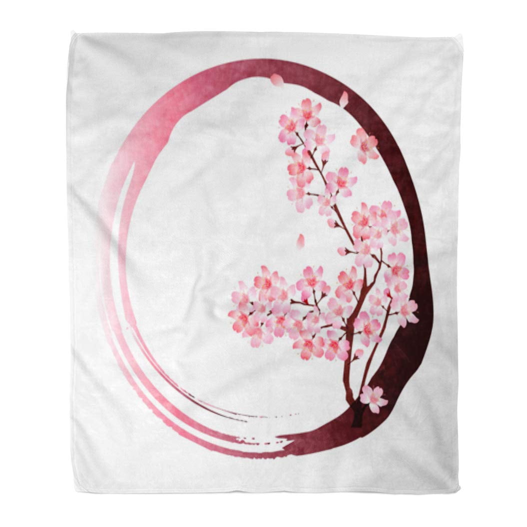 susiyo Pink Cherry Flowers Fish Throw Blanket 50x60 inch Soft Lightweight Decor Sofa Couch Blanket for All Season
