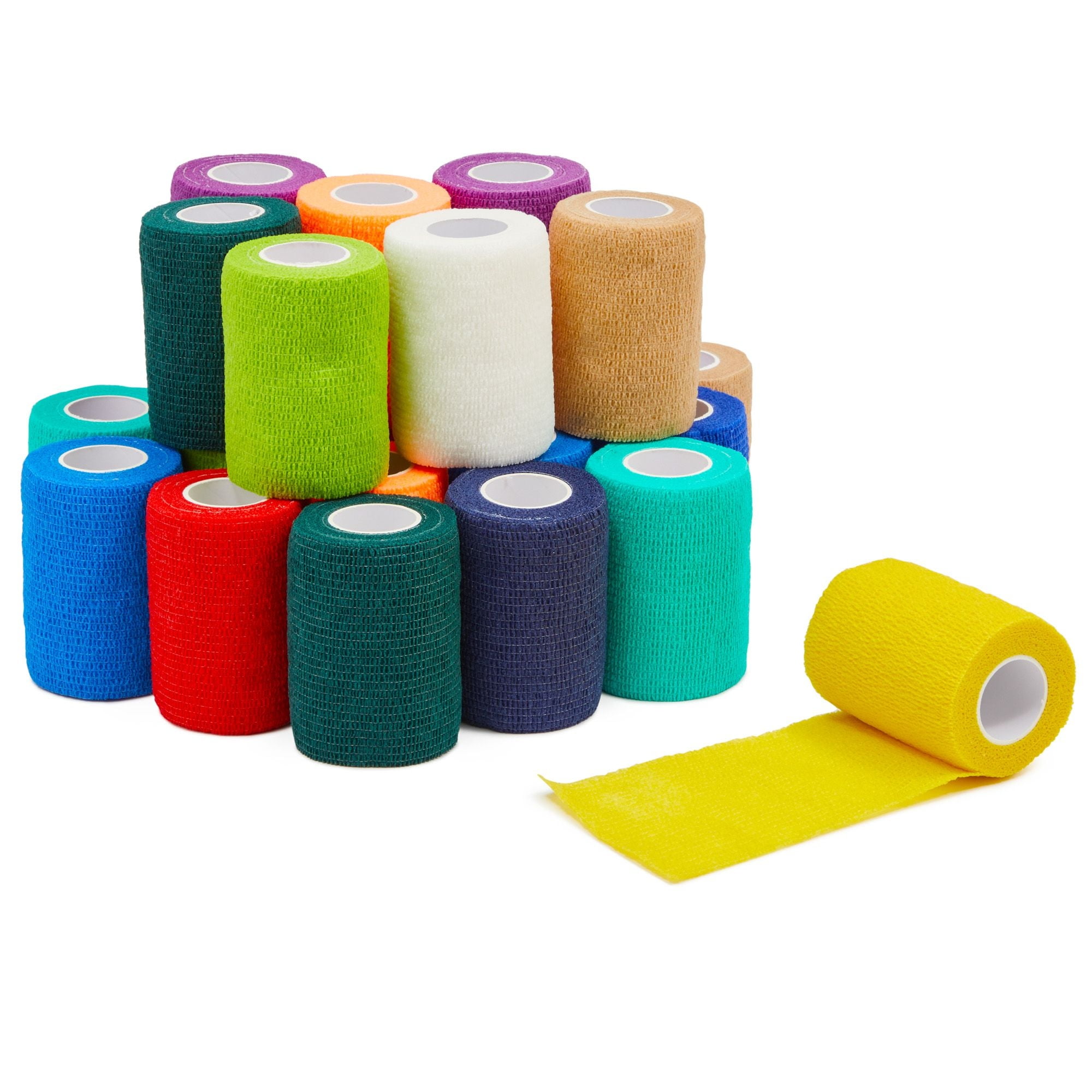 24 Rolls Self Adherent Bandage Wrap 3 Inch x 5 Yards - Stretch Cohesive Medical Tape for Vet, First Aid, Tattoo (12 Colors)