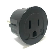 Seven Star Universal Travel Plug Adapters For Europe Black Multi-packs (1 Pack, USA to European - 2 Round Pins - Type E/F, Black)