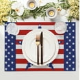 thumbnail image 4 of Washable Kitchen Placemats Set of 4, 4th of July Table Mats for Dining Table Party Decorations, American Star on Red Striped Vintage Independence Day Non-Slip Heat-Insulation Place Mat Sets, 4 of 6