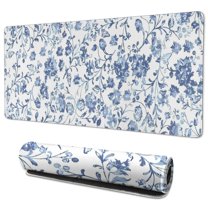 Long Mouse Pads for Desk,Pioneer Flower Floral Print Pattern Desk Mats on Top Of Desks, Desk Mouse Pad Extra Large with 3mm Non-Slip Base and Stitched Edge for Gaming,Office,Work,Home 35.4"x15.7"
