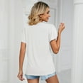 thumbnail image 4 of EFINNY Womens V-neck T-shirt Short Sleeve Solid Top Spring And Summer Blouses S-XXL, 4 of 7