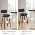 thumbnail image 6 of WOOW DEPOT PU Swivel Bar Stools Set of 1, 29" Seat Height Modern Upholstered Bar Chairs w/ Mid-back Round Seat Walnut Legs Leather Island Stools for Kitchen Counter, 6 of 11