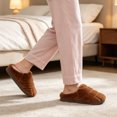 thumbnail image 4 of BERANMEY Women Plush House Slippers Soft Warm Cozy Slippers for Womens Mnes Striped Slide House Slippers Anti-Slip Thick Sole Winter Indoor Bedroom Home Shoes, 4 of 9
