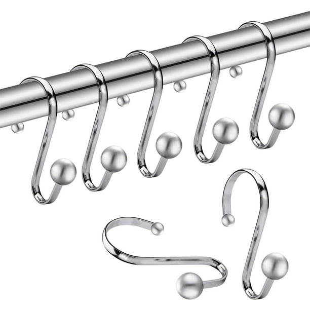 Shower Curtain Rings, Durable Rust-Resistant Metal Shower Curtain Hooks for  room Shower Rod - Set of 12, Chrome 