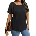 thumbnail image 2 of MOSHU Scoop Neck T-shirts for Women Short Sleeve Plus Size Tops Curved Hem Womens Shirts, 2 of 10