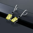 thumbnail image 4 of Gem Stone King 14.44 Ct Octagon Checkerboard Yellow Lemon Quartz Black Onyx 925 Sterling Silver Earrings, 4 of 4