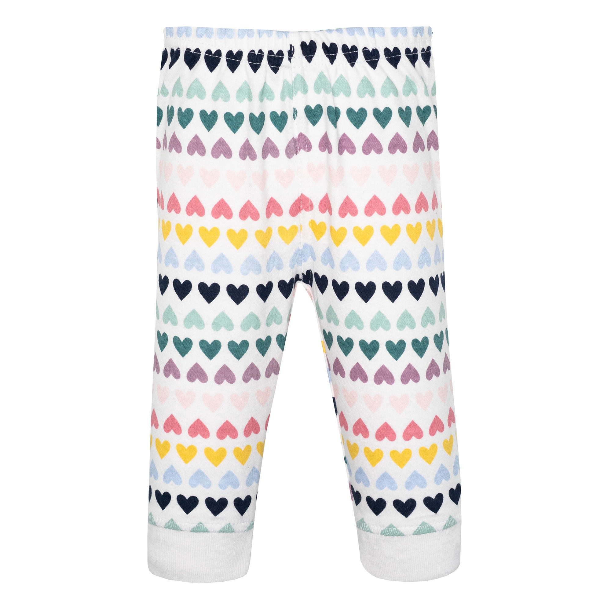 Hudson Baby Girl Cotton Pants and Leggings, Pastel Hearts, 3-6 Months