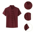 thumbnail image 6 of yuksok China Clothes Tang Shirt Short Sleeves Fashionable Wear Uniform Kung Fu Clothing Red, 6 of 9