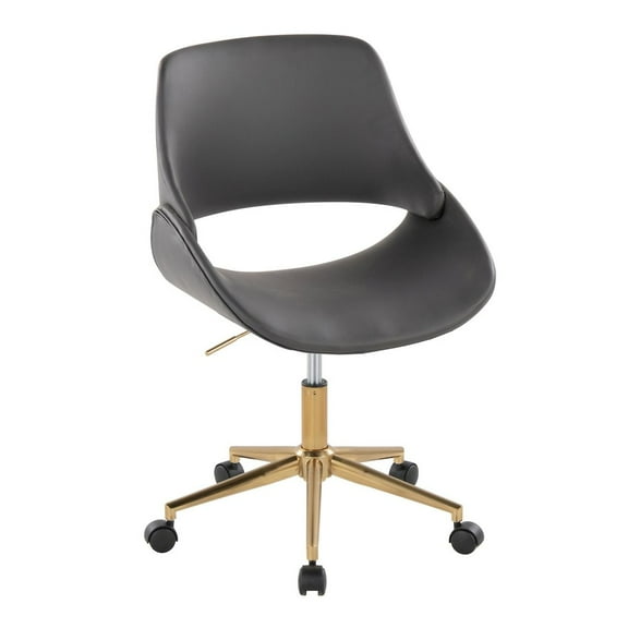 LumiSource Fabrico Office Chair in Gold Metal, Grey PU color