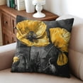 thumbnail image 6 of Summer Yellow Black Flower Throw Pillow Covers 16"x16", Set Of 2, Linen Study Sofa Cushion Cover Indoor Living Room Home Decor, 6 of 7