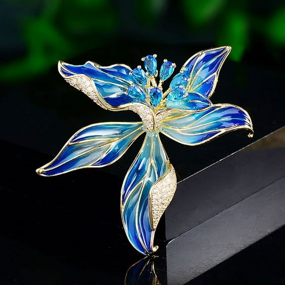 BeiL Exquisite enamel orchid brooch high-grade zirconium brooch,Elegant temperament suit accessories flower women corsage pin