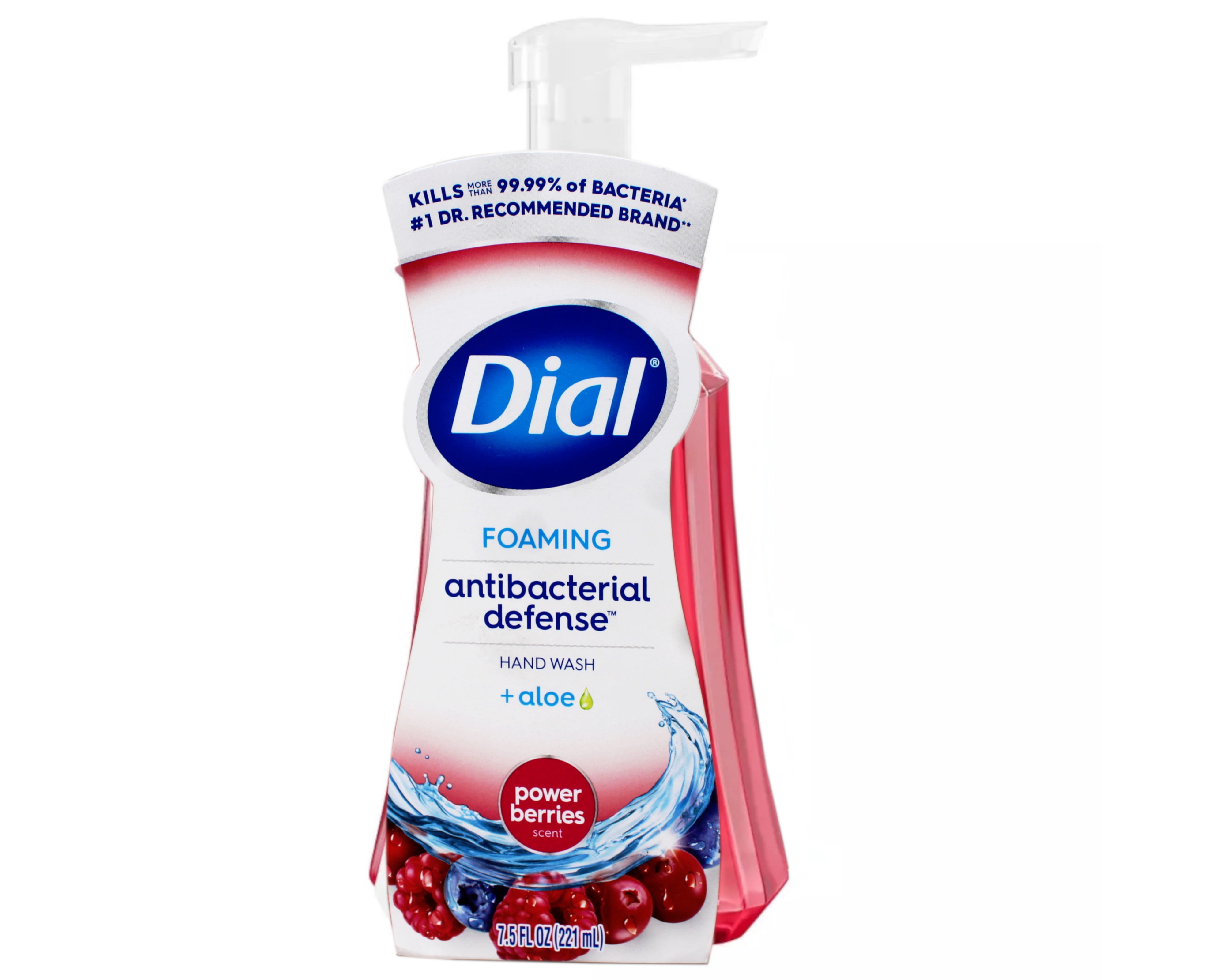 New Dial Antibacterial Foaming Hand Wash, Power Berries, 7.5 oz Pump Bottle, 8/Carton
