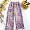thumbnail image 5 of Womens Wide Leg Pants Halloween Sweatpants Spooky Print Flannel Baggy Fit Fall 2026 Casual Joggers Lounge Pajama Pants Holiday Costumes with Pockets,XXL,Saffron, 5 of 6