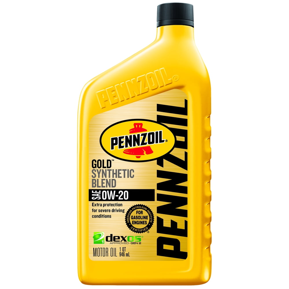 (3 Pack) Pennzoil Gold 0W20 Dexos Synthetic Blend Motor Oil, 1 qt