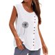 thumbnail image 1 of Gibobby Mujeres sin mangas diente de león impresión Casual verano botón chaleco cuello redondo blusa suelta Top(Blanco,G), 1 of 5