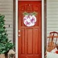 thumbnail image 7 of Pink Bow Hand Painted Style Front Door Porch Decoration Hanging Sign with Artificial Green Plants and Bow for Home Outdoor Indoor, 7 of 7