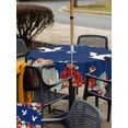 thumbnail image 5 of Outdoor Tablecloths with Umbrella Hole & Zipper, Blue Crane 54x54 Inch Square Tablecloths, Vintage Red Teal Spring Floral Botanical Waterproof Table Cloth, Patio/Pool/Picnic Table Covers, 5 of 8