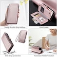 thumbnail image 6 of ELEHOLD for iPhone 12 Mini Case,  Full Body Protection Crossbody Flip Zipper Credit Card Slot Wallet Case Kickstand Shockproof Leather Case with Shoulder Strap and Wrist Strap, Rosegold, 6 of 10