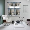 thumbnail image 4 of Christmas Kitchen Curtains Sets for Windows 24 Inch Length, Xmas Tree Bear Oil Painting Rod Pocket Window Treatments Tier Curtains and Valances Set for Bedroom/Bathroom, 4 of 8