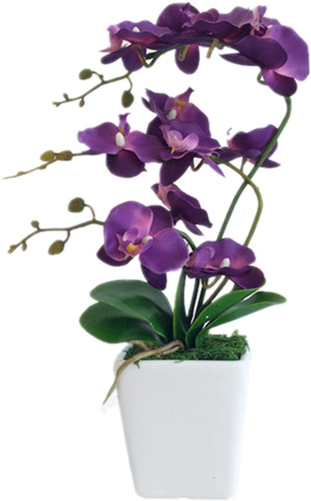 Water Blue Silk Flower Arrangement with Ceramics Vase YSZL Large Artificial Potted Orchid Plant