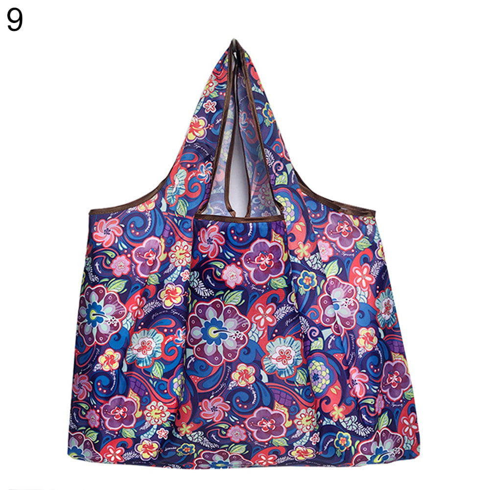 Women Rose Flowers Reusable Folding Shopping Bag Travel Grocery HandBags Tote QK 