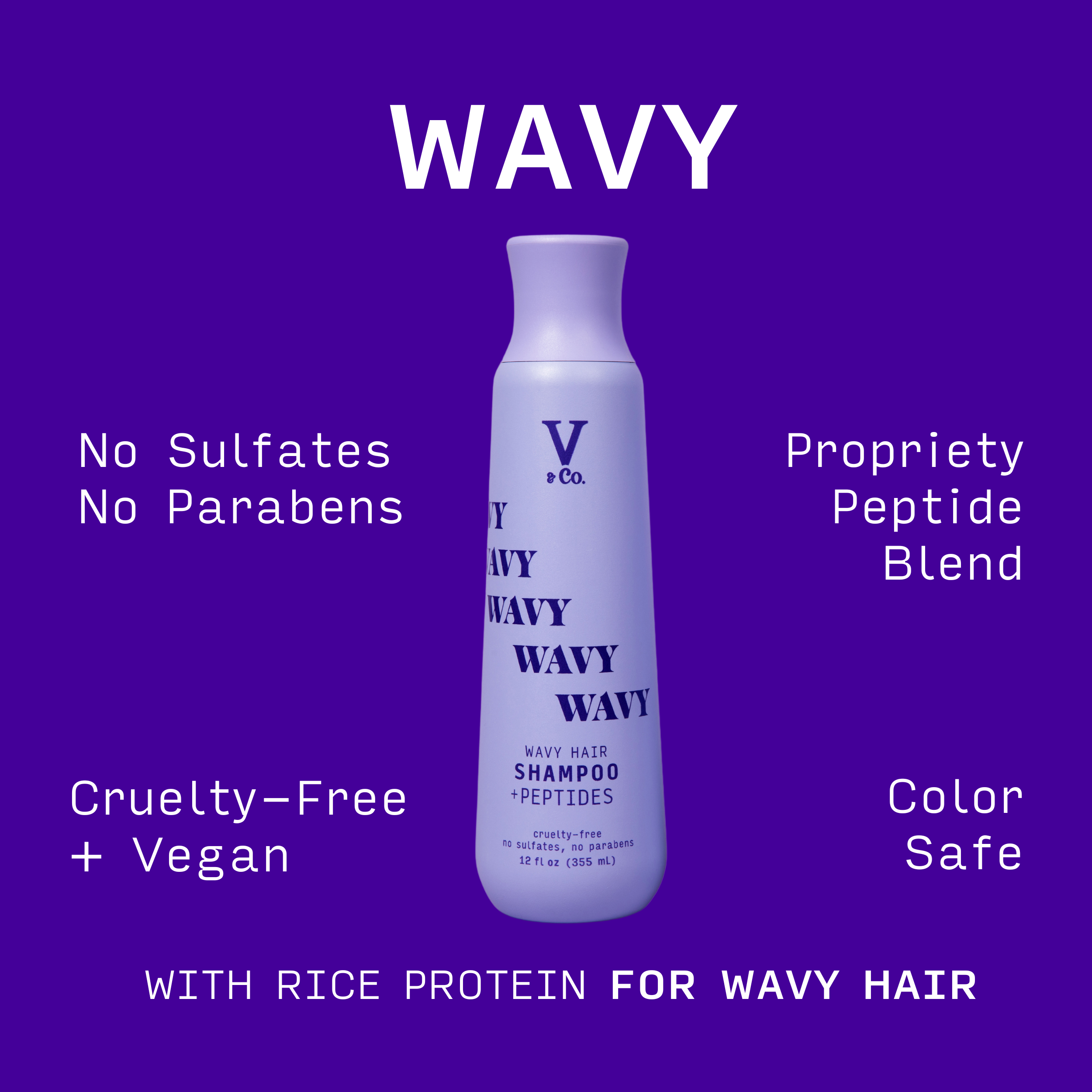 V&Co. Beauty Wavy Hair Nourishing Shampoo with Peptide Technology, 12 oz - image 3 of 10