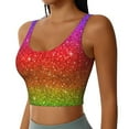thumbnail image 2 of Fotbe Rainbow Glitter Pattern Womens' Sports Bra Longline Wirefree Padded with Medium Support Sports Moisture-Wicking Workou Vest,Tank Top-, 2 of 7