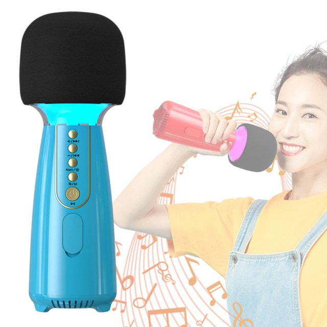Micrófono de con Bluetooth, sistema dinámico Dual, altavoz portátil de 1 canal, grabador para fiestas, adultos, adolescentes, niñas y Azul perfke Micrófono de Karaoke