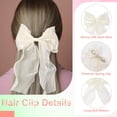 thumbnail image 3 of 2Pcs Large Hair Bow Clips, Silk Yarn Ribbon Bow Hair Barrette for Women, Elegant Long Tail Bowknot French Hair Accessories for Wedding, Parties, Festivals, 3 of 7