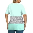 thumbnail image 5 of ICHUANYI Women Oversized T Shirts V Neck Plus Size Short Sleeve Striped Print Tees Casual Tunic Summer Tops, 5 of 6