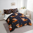 thumbnail image 4 of Manfei Kawaii Orange Raccoon Bedding Comforter Set 7pcs for Kids, Cute Cartoon Animal King Bedding Sets, Dreamy Stars Starry Sky Reversible Bed Sheets, Luxury Bedroom Decor, 4 of 8
