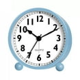thumbnail image 1 of Reloj despertador redondo, silencioso, pequeño, con luz nocturna y funciona con pilas., 1 of 2
