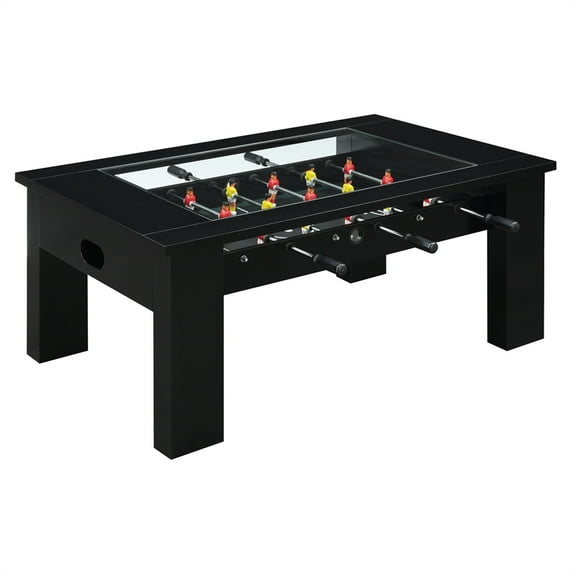 Bowery Hill Tempered Glass Top Foosball Gaming Table in Black