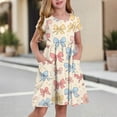 thumbnail image 2 of Robe à Manches Courtes pour Filles avec Imprimé Tissu Doux Col Rond Coupe Décontractée avec Poches Latérales pour Enfants Usage Quotidien, 2 of 4