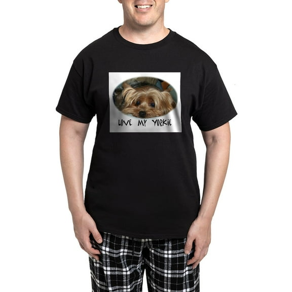 CafePress - Love My Yorkie Pajamas - Men's Dark Loose Fit Cotton Pajama Set