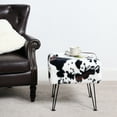 thumbnail image 6 of Home Soft Things Faux Fur Ottoman - Cows Flowers - Black Leg - 17x17x17", 6 of 6