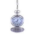 thumbnail image 1 of Mens Blank Stainless Steel Case White Dial Arabic Numeral Pocket Watch with Chain, 1 of 4