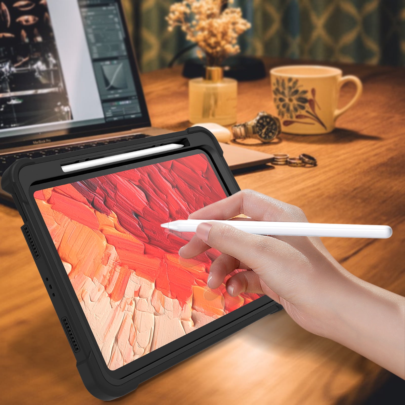 Casetego for iPad Pro 11 Inch 2024 Case,M4 (5th Generation) with Pencil Holder,Smart iPad Case [Support Pencil Pro and Pencil (USB-C)],with Kickstand Case,Black