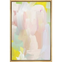 IDEA4WALL Framed Canvas Print Pastel Pink, Yellow & Green Paint Strokes Abstract Shape Wall Art Modern Artwork Decor Bohemian Colorful Chic for Living Room, Bedroom - Natural 16"x24"