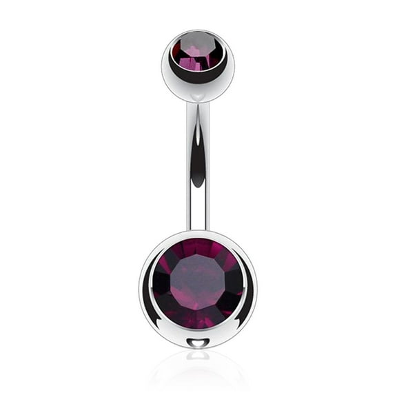 14GA Solid Grade 23 Titanium Double Gem Ball Navel Belly Button Ring (Various Colors & Sizes)