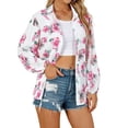 thumbnail image 3 of Nlife Women Hawaiian Long Sleeve Shirt for Women Floral V-Neck Blouse Button Down Top, 3 of 8