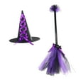thumbnail image 3 of Sombrero de escoba de de Halloween Sombrero puntiagudo de Accesorios de decoración para niños Novedad Palo de escoba de para niños Púrpura, 3 of 8