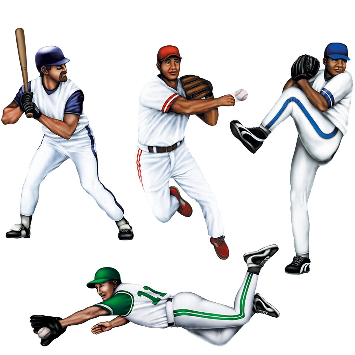Baseball Player Cutouts4 Per Unit, 4 Cutouts per package By Beistle