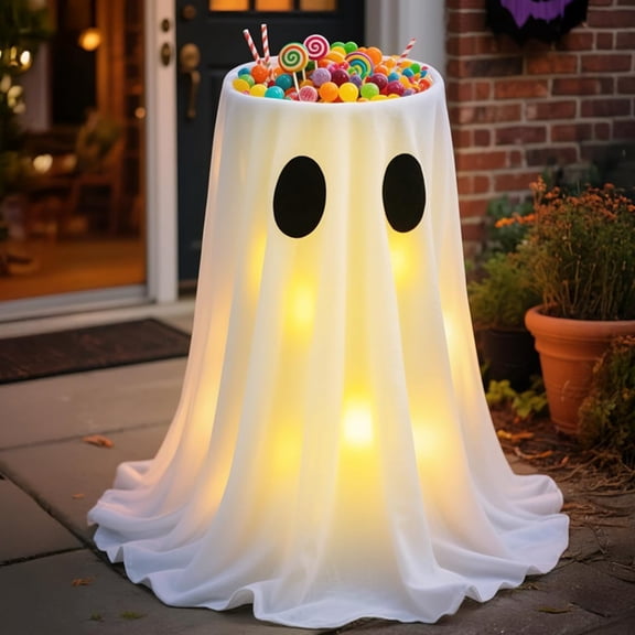 Halloween Ghost Decor 40 Inch Light Up Halloween Decorations Cute Ghost Decor Outdoor Indoor Party Spooky Scene Setup, 1 Pack