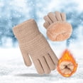 thumbnail image 2 of Zanarzt Warming Gloves Winter Gloves for Boys Girls Kids Warm Knit Thermal Knitted Gloves Wool Fleece Lined Mittens for Cold Weather Khaki,5-10 Years, 2 of 5