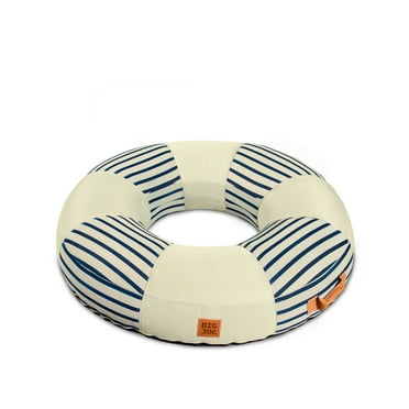 Big Joe Lux Ring Premium Inflatable Pool Float, Navy and Ivory, Premier Mesh, Durable UV Protected Polyester Blend